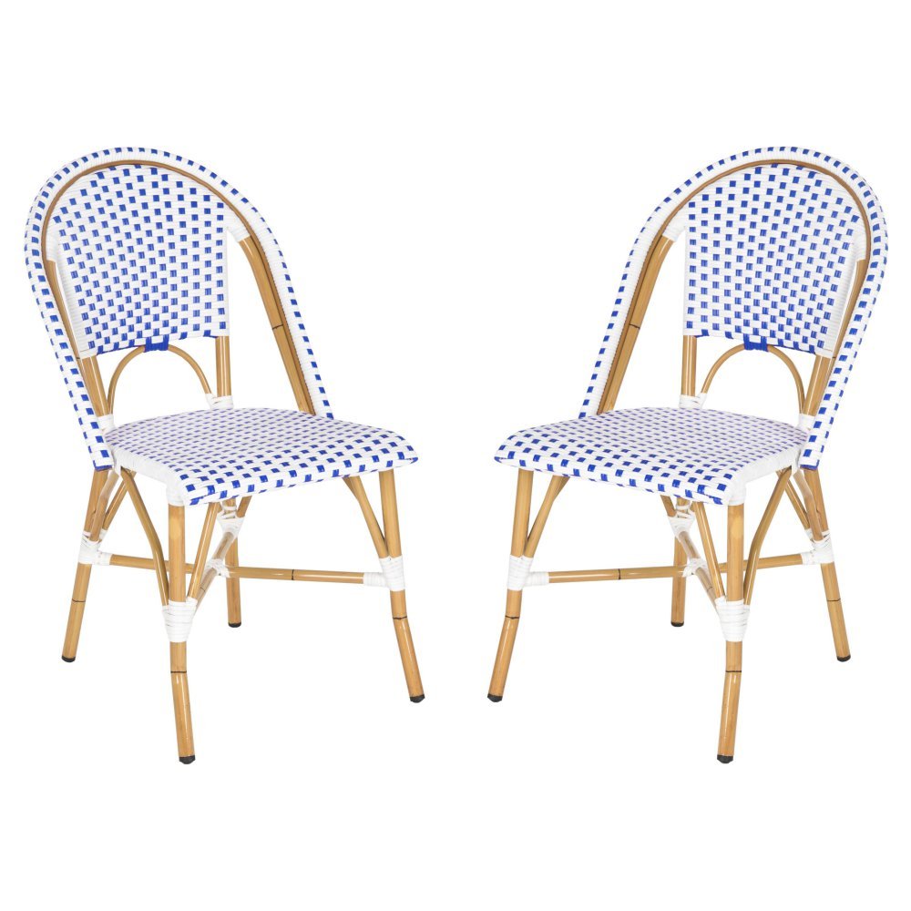 Safavieh Home Collection Hooper Indoor-Outdoor Stacking Side Chairs | Grey & White | Set of 2