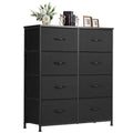 DUMOS Dresser for Bedroom, Storage Organizer with 9 Drawers, Chest of Drawers with Fabric Bins, Sturdy Metal Frame, Wood Tabletop for Guest Room, Closet, Entryway, White