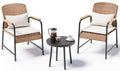 Jing's Villa 3-Piece Outdoor Bistro Set with Side Table, Ergonomic Armchairs with Lumbar Support & Breathable Mesh Seat, All-Weather Wicker Outdoor Furniture for Backyard, Porch, Balcony,Beige