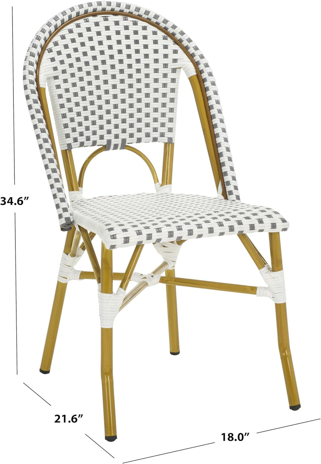 Safavieh Home Collection Hooper Indoor-Outdoor Stacking Side Chairs | Grey & White | Set of 2