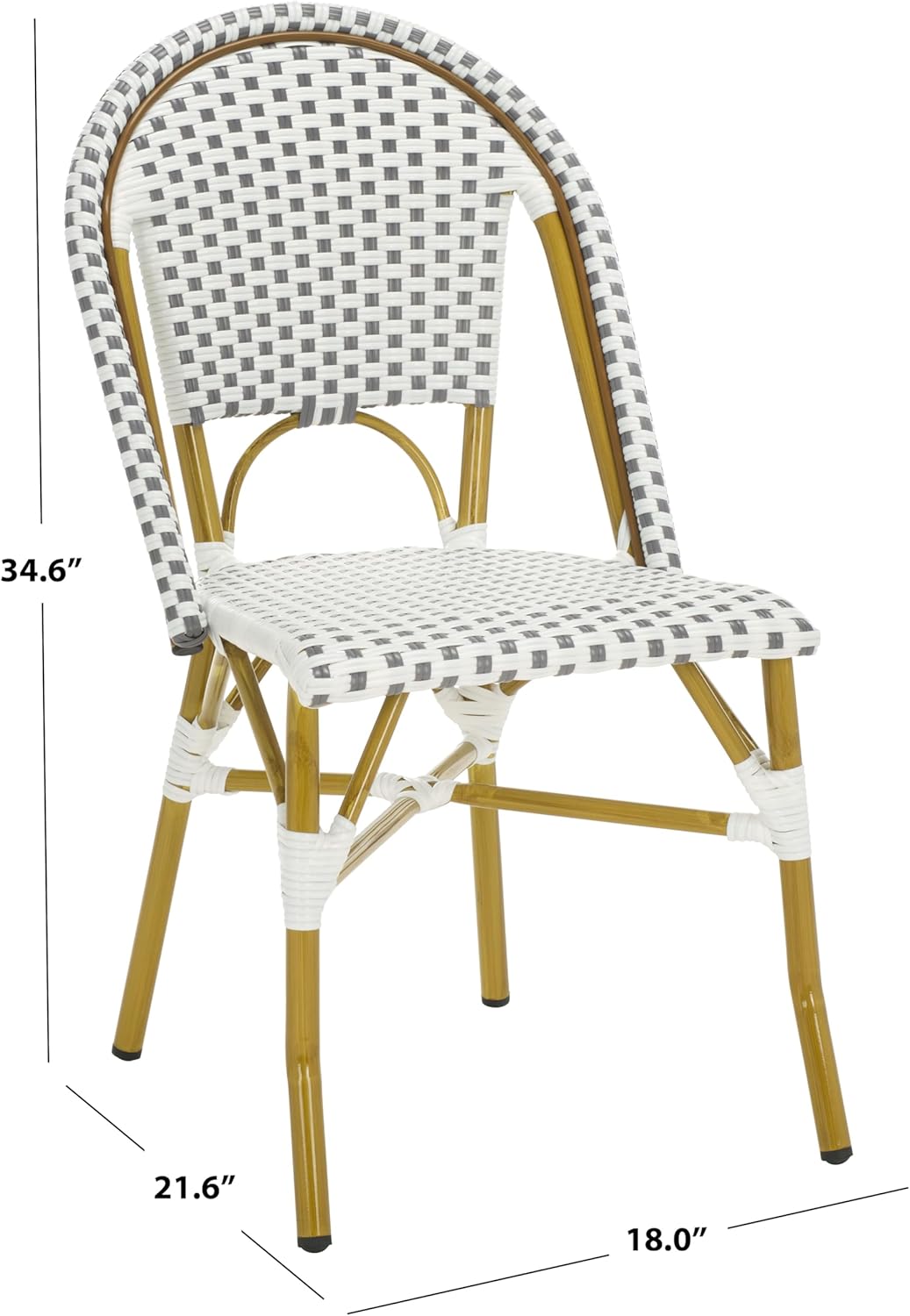 Safavieh Home Collection Hooper Indoor-Outdoor Stacking Side Chairs | Grey & White | Set of 2