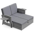 DECMICO 3-Piece Outdoor Wicker Chaise Lounge Set, Infinite Position Adjustable Backrest, Removable Cushion & Glass Side Table – Perfect for Yard, Garden, Backyard