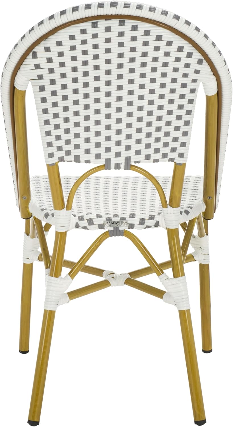Safavieh Home Collection Hooper Indoor-Outdoor Stacking Side Chairs | Grey & White | Set of 2