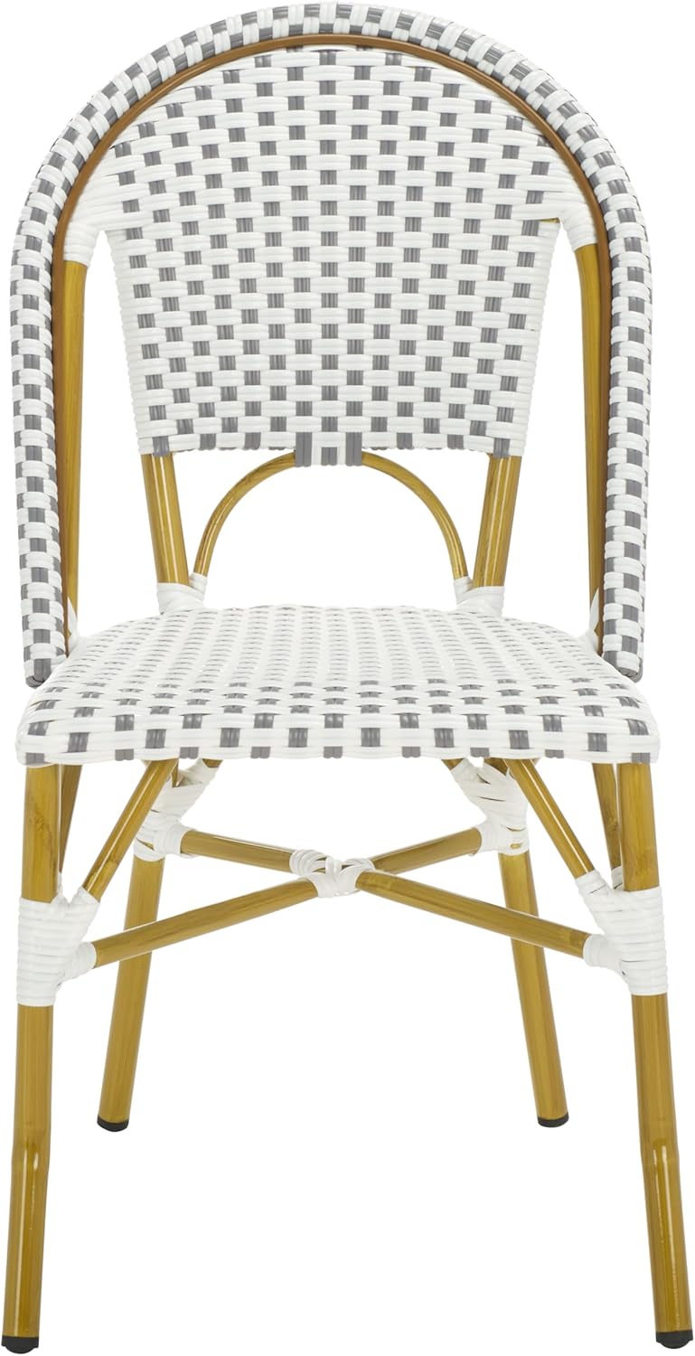 Safavieh Home Collection Hooper Indoor-Outdoor Stacking Side Chairs | Grey & White | Set of 2