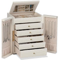 Dajasan Large Jewelry Organizer Box, Jewelry Boxes for Women Girls, 6-Tier Jewelry Storage Organizer with Mirror for Necklace Ring Bracelet Watch, Gift Idea (Beige)