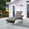 79'' Long Reclining Chaise Lounge Set (Set of 2), Outdoor Wicker Reclining Lounge Chair Patio Rattan Double Chaise Lounge Lawn Sunbathing Chairs Beach Pool Backrest Recliners (Set of 2)