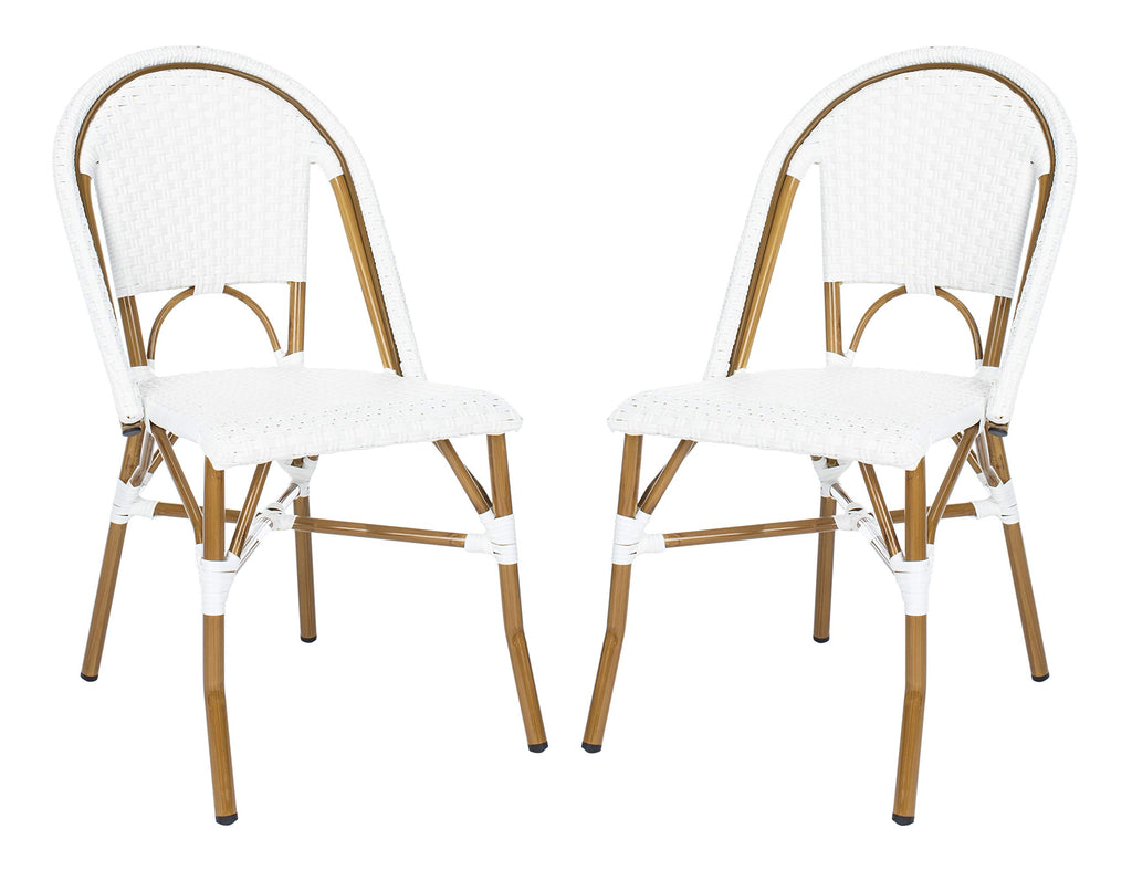 Safavieh Home Collection Hooper Indoor-Outdoor Stacking Side Chairs | Grey & White | Set of 2