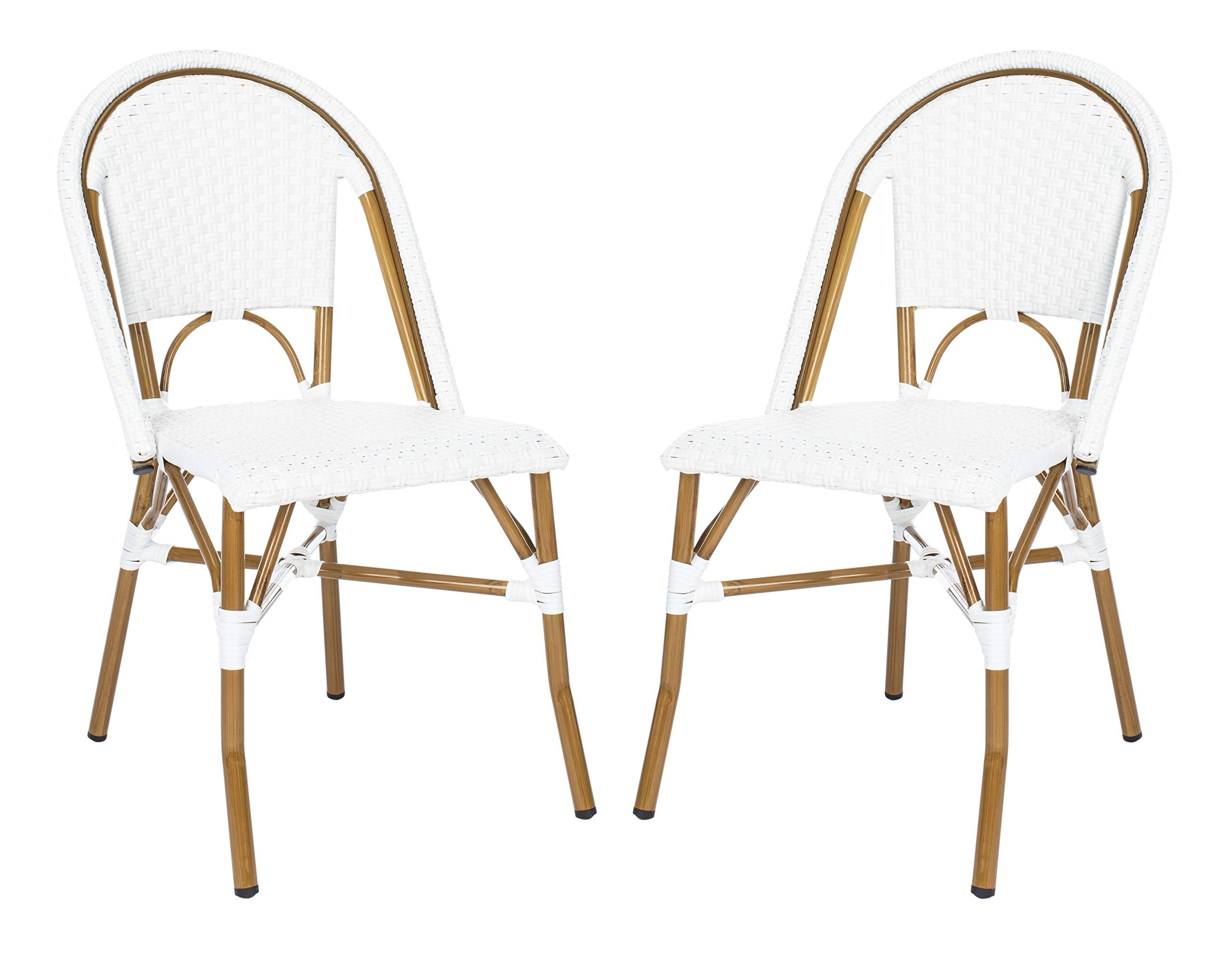 Safavieh Home Collection Hooper Indoor-Outdoor Stacking Side Chairs | Grey & White | Set of 2