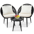 wildformers 3 Pieces Bistro Set, Woven Rope Chair with Cushions, All Weather Patio Conversation Set and Side Table, Ideal for Deck, Balcony, Poolside, Black