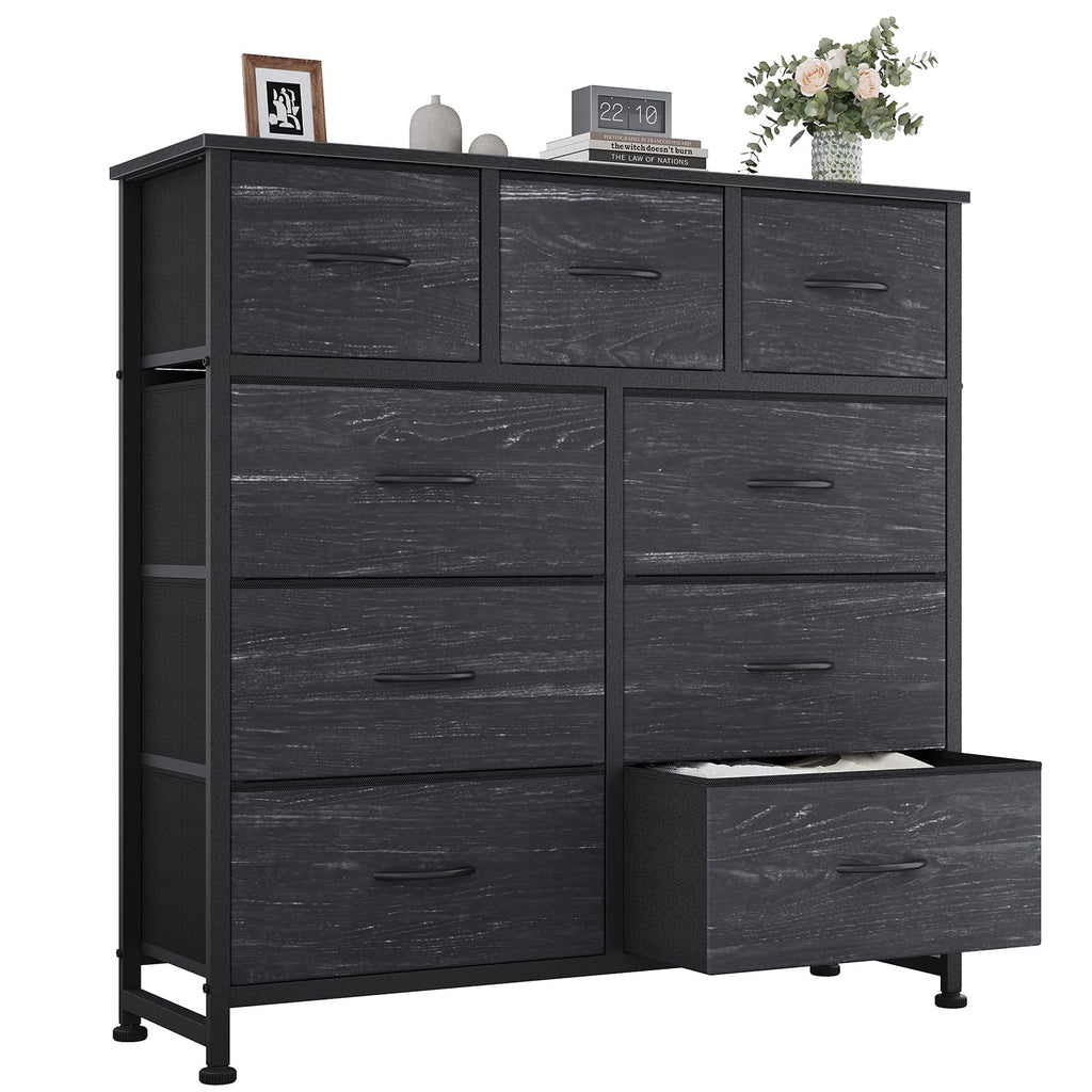 OLIXIS 9 Drawers Storage Organizers Units, Closet Organizers and Storage for Clothes, Fabric Storage Drawer for Living Room, Chest of Dresser in 39.4" D x 11.8" W x 39.9" H, Black