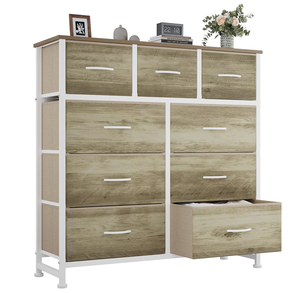 OLIXIS 9 Drawers Storage Organizers Units, Closet Organizers and Storage for Clothes, Fabric Storage Drawer for Living Room, Chest of Dresser in 39.4" D x 11.8" W x 39.9" H, Black