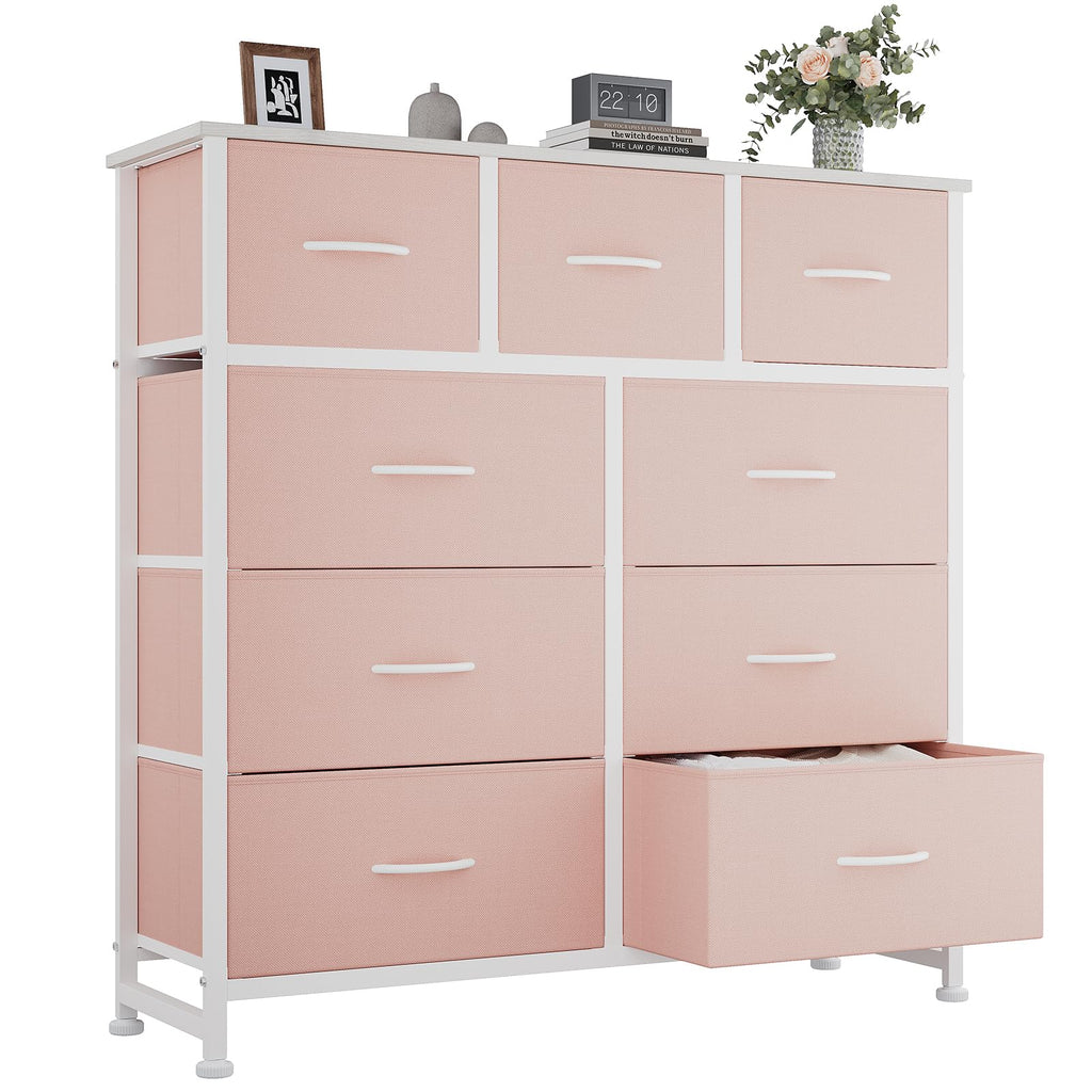 OLIXIS 9 Drawers Storage Organizers Units, Closet Organizers and Storage for Clothes, Fabric Storage Drawer for Living Room, Chest of Dresser in 39.4" D x 11.8" W x 39.9" H, Black