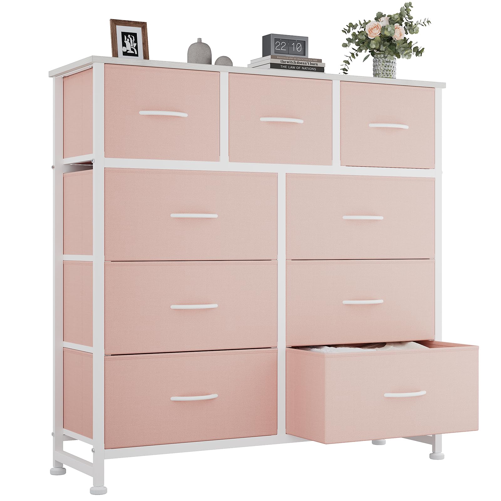 OLIXIS 9 Drawers Storage Organizers Units, Closet Organizers and Storage for Clothes, Fabric Storage Drawer for Living Room, Chest of Dresser in 39.4" D x 11.8" W x 39.9" H, Black