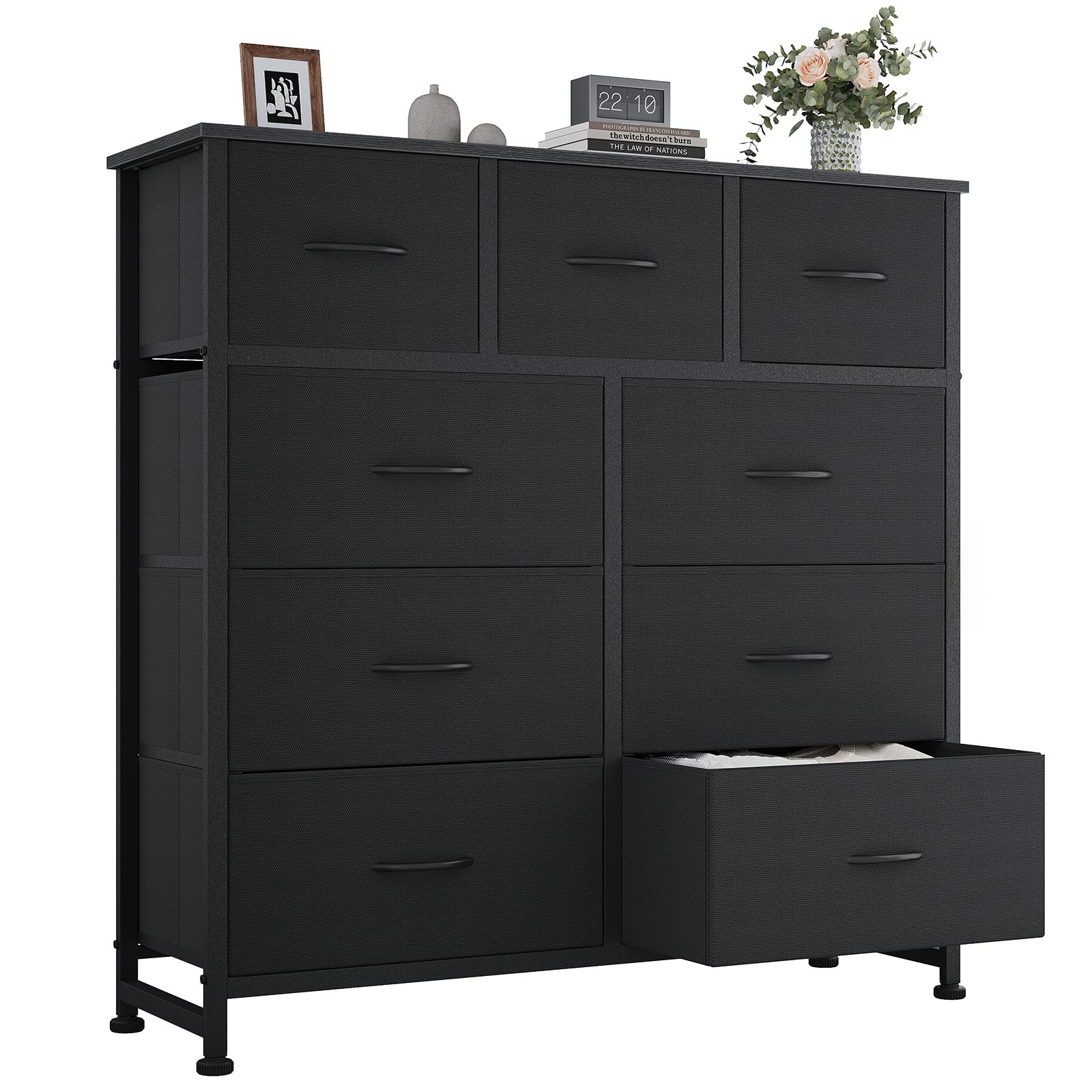 OLIXIS 9 Drawers Storage Organizers Units, Closet Organizers and Storage for Clothes, Fabric Storage Drawer for Living Room, Chest of Dresser in 39.4" D x 11.8" W x 39.9" H, Black