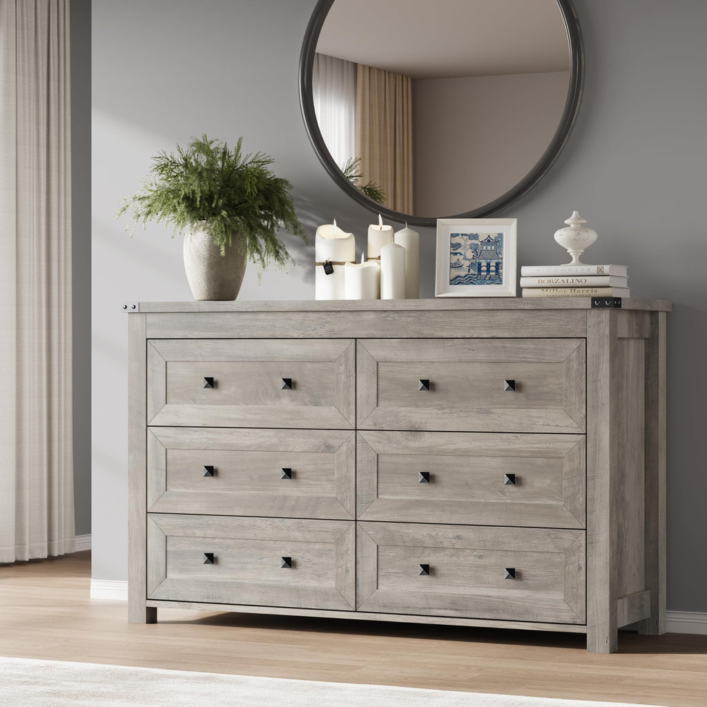 BORNOON 9-Drawer Dresser, Modern Wooden Storage Chest of Drawers, Dresser TV Stand, Wood Drawer Organizer with Metal Handles for Bedroom, Living Room, Hallway