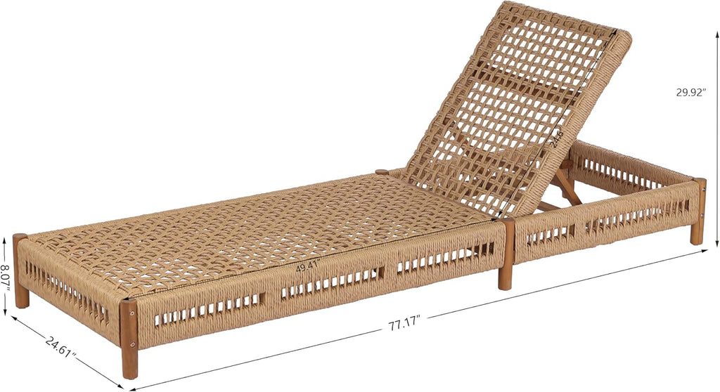 Christopher Knight Home Mercer Acacia Wood Chaise Lounge Chair Outdoor, Poolside Sun Lounger Recliner with Wicker Seat, Patio Outdoor Chaise Lounge, Adjustable Backrest Lounge Sofa, Teak+Light Brown