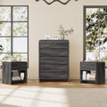 Modern 4-Piece Bedroom Furniture Set with 5-Drawer Dresser, 6-Drawer Dresser and 2 Nightstands, Large Storage Capacity, Rounded Corners, Flexible Combination Design, Anti-Tip Kit Included, Black