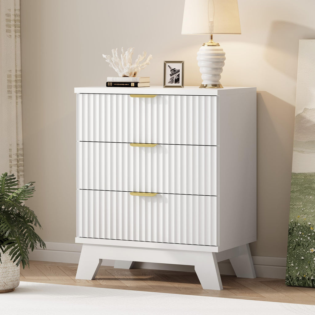 Fluted Dresser for Bedroom with 9 Drawers, 57" Wide Modern Chest of Drawers with Metal Handle, Wooden Dresser TV Stand, Wood Closet Clothes Storage Organizer for Living Room, Hallway, Natural Oak