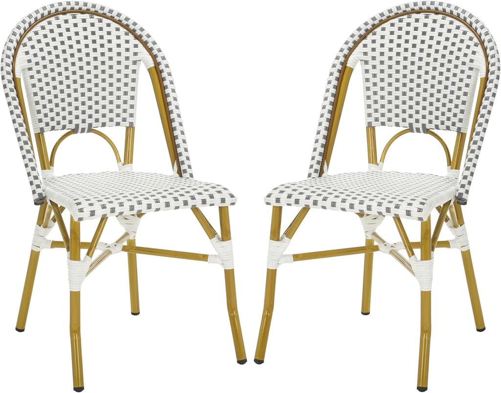 Safavieh Home Collection Hooper Indoor-Outdoor Stacking Side Chairs | Grey & White | Set of 2