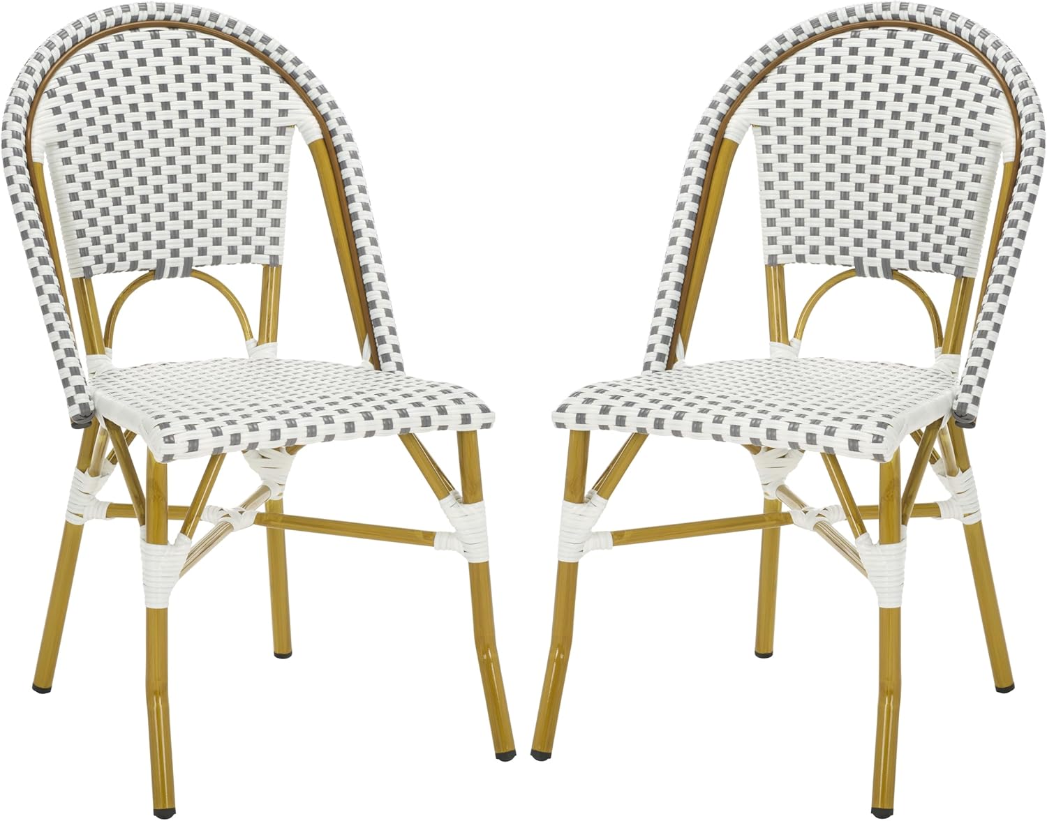 Safavieh Home Collection Hooper Indoor-Outdoor Stacking Side Chairs | Grey & White | Set of 2