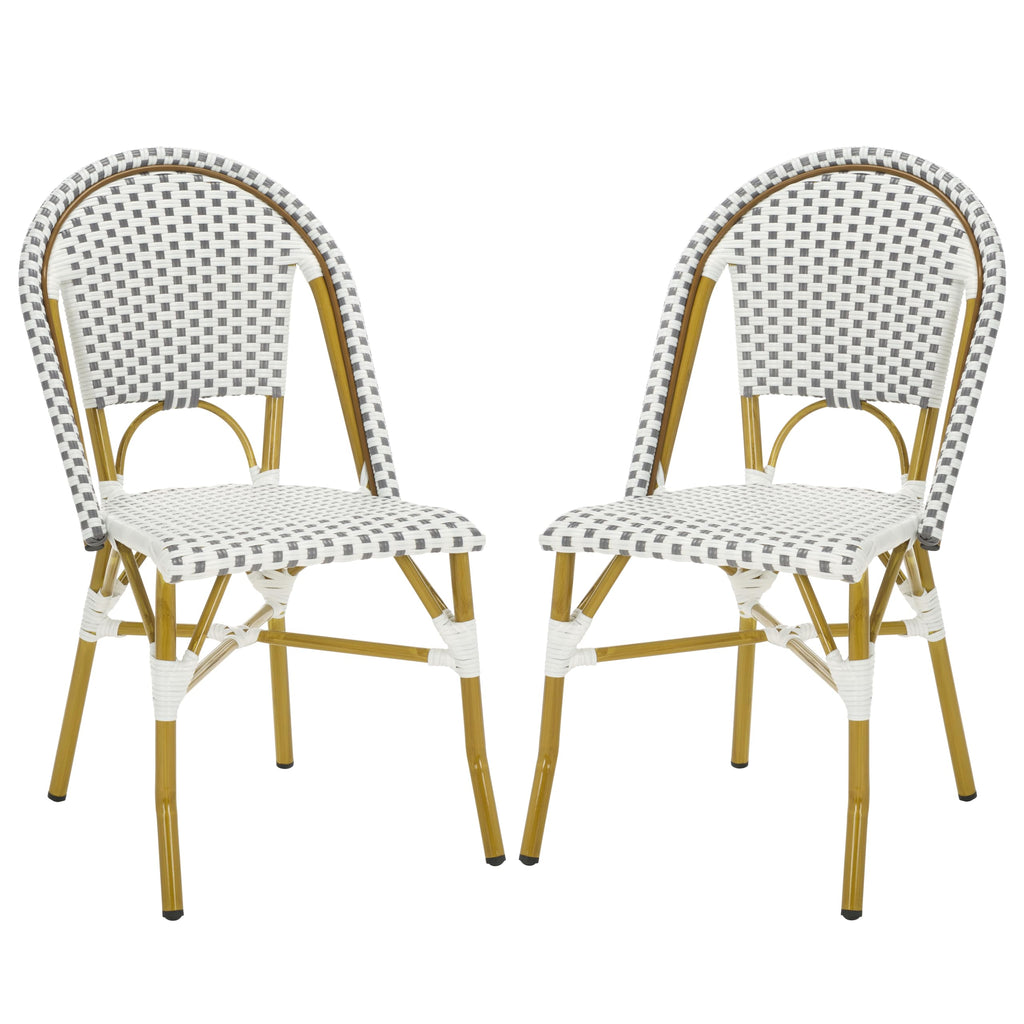 Safavieh Home Collection Hooper Indoor-Outdoor Stacking Side Chairs | Grey & White | Set of 2