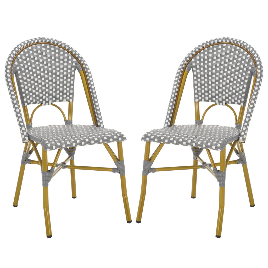 Safavieh Home Collection Hooper Indoor-Outdoor Stacking Side Chairs | Grey & White | Set of 2