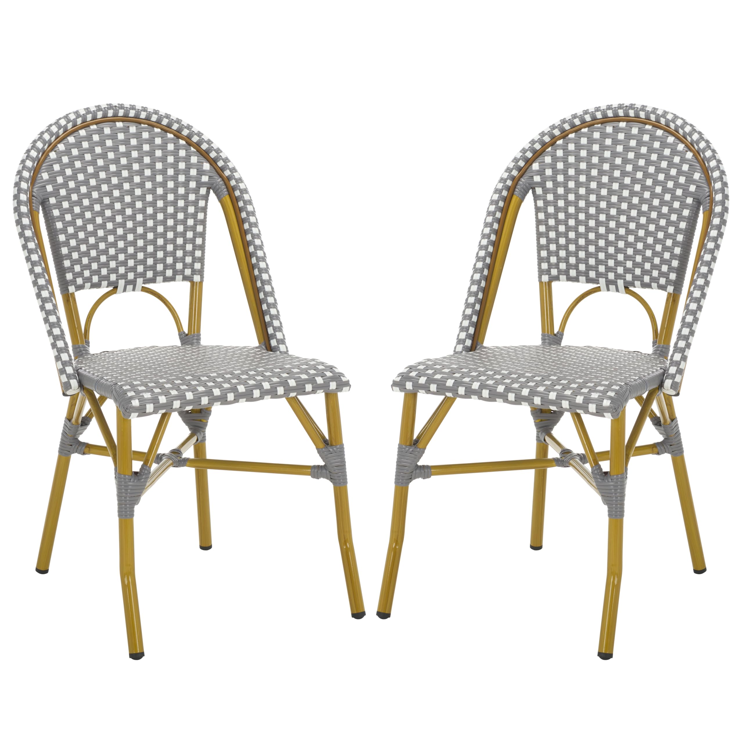 Safavieh Home Collection Hooper Indoor-Outdoor Stacking Side Chairs | Grey & White | Set of 2