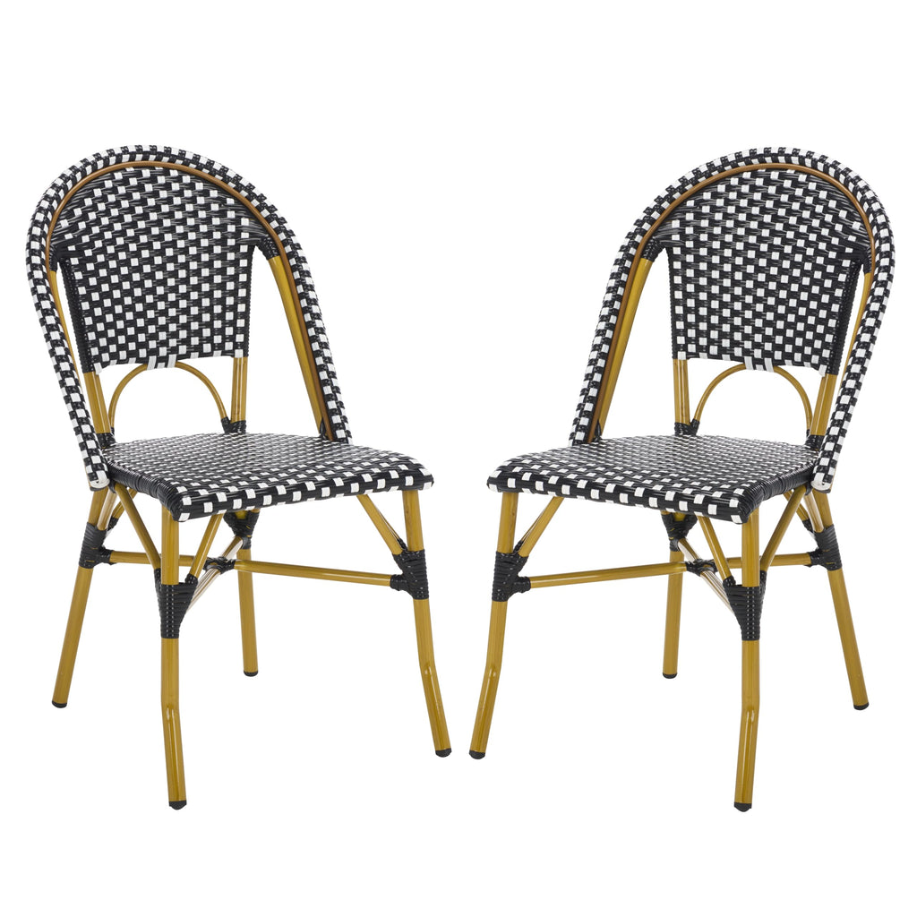 Safavieh Home Collection Hooper Indoor-Outdoor Stacking Side Chairs | Grey & White | Set of 2