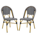 Safavieh Home Collection Hooper Indoor-Outdoor Stacking Side Chairs | Grey & White | Set of 2