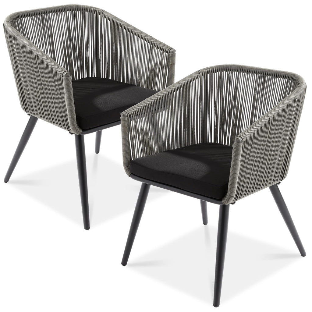 Best Choice Products Set of 2 Patio Dining Chairs, Outdoor Seating for Backyard, Poolside, Balcony w/Woven Wicker Design, 250lb Weight Capacity - Natural/Ivory