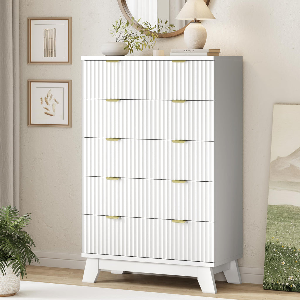 Fluted Dresser for Bedroom with 9 Drawers, 57" Wide Modern Chest of Drawers with Metal Handle, Wooden Dresser TV Stand, Wood Closet Clothes Storage Organizer for Living Room, Hallway, Natural Oak
