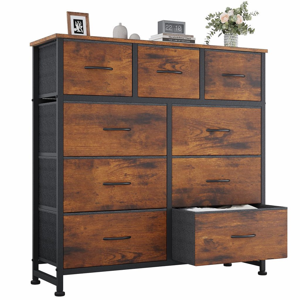 OLIXIS 9 Drawers Storage Organizers Units, Closet Organizers and Storage for Clothes, Fabric Storage Drawer for Living Room, Chest of Dresser in 39.4" D x 11.8" W x 39.9" H, Black