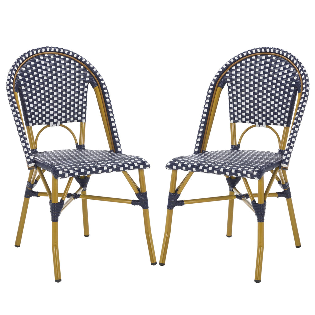 Safavieh Home Collection Hooper Indoor-Outdoor Stacking Side Chairs | Grey & White | Set of 2