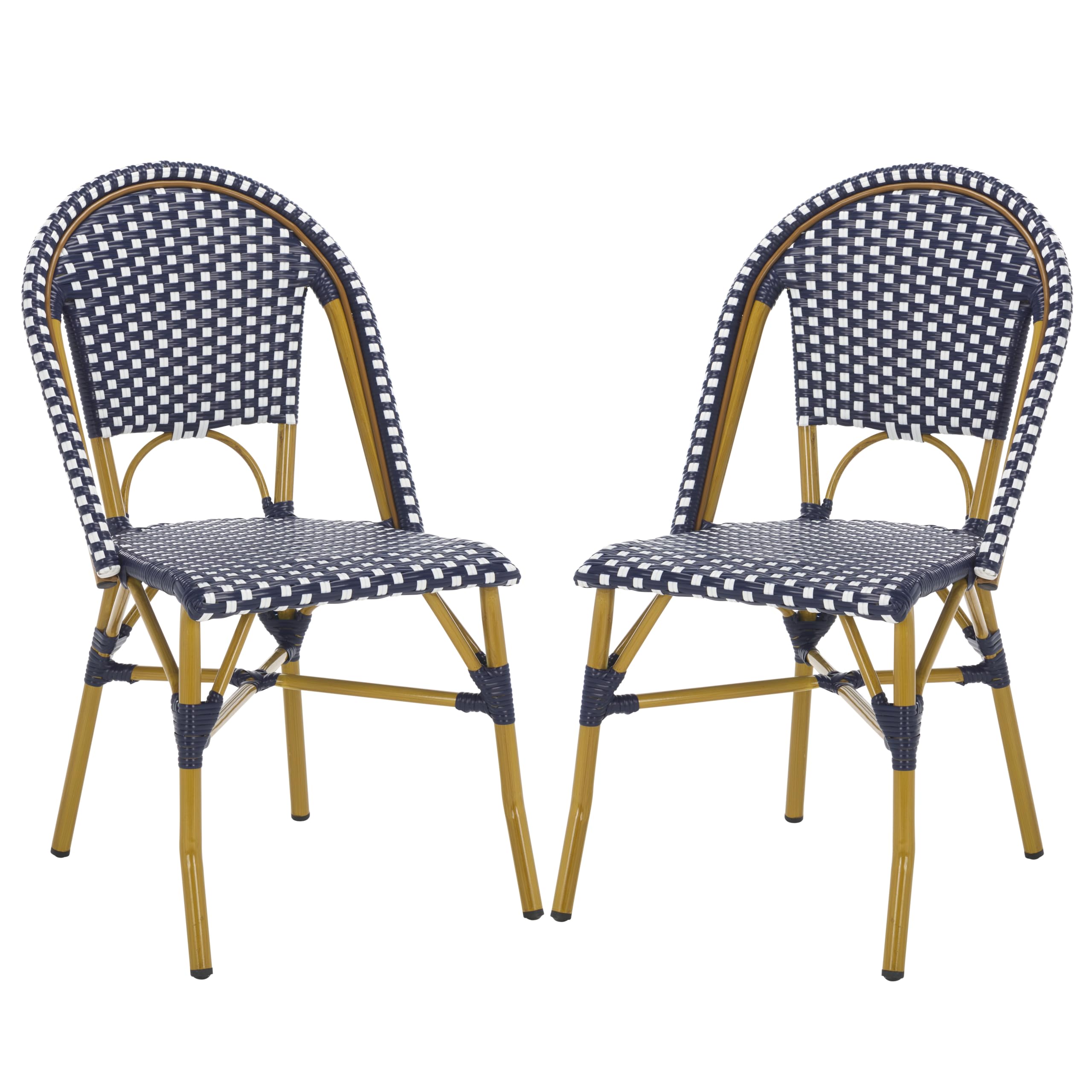 Safavieh Home Collection Hooper Indoor-Outdoor Stacking Side Chairs | Grey & White | Set of 2