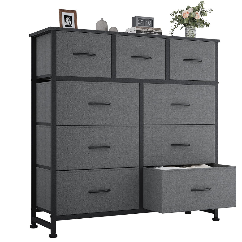OLIXIS 9 Drawers Storage Organizers Units, Closet Organizers and Storage for Clothes, Fabric Storage Drawer for Living Room, Chest of Dresser in 39.4" D x 11.8" W x 39.9" H, Black