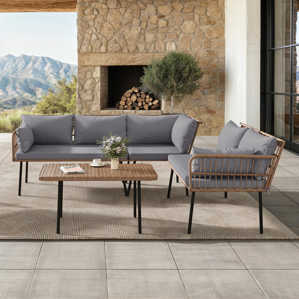 YITAHOME Outdoor Dining Single Sofa Chair, Indoor-Outdoor Wicker Bistro Chairs, PE Rattan Armchair Seating for Patio, Backyard, Poolside, Balcony - Tan