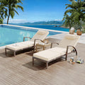 2Pcs Beige Rattan Folding Chaise Lounge,5-Position Adjustable Outdoor Lounge Chair with Cushion & Pillow